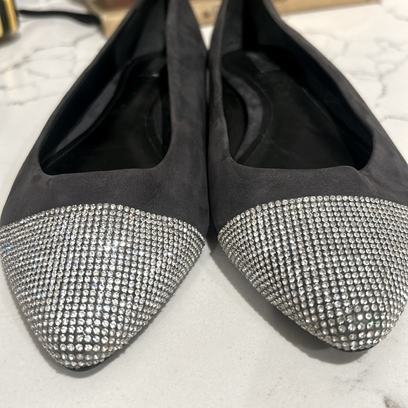 SCHUTZ Women’s Ballet Flats Gemma Pointed Toe with Diamonds Grey Suede NEW 8 - Picture 8 of 14